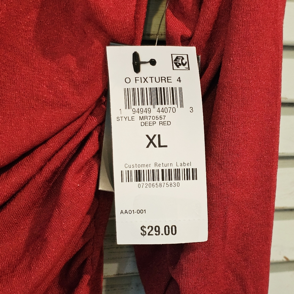 NWT And Now This Ruched V-Neck Top XL Deep Red Y2k Cherrygirl Coquette Pinup - Picture 4 of 9